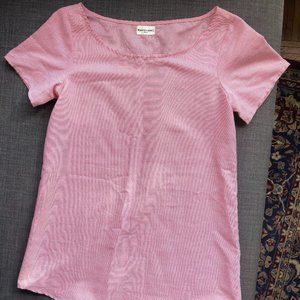 Bridge & Burn Red White Stripe Short Sleeve Cotton Blouse
